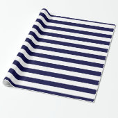 Navy Blue and White Extra Large Stripe Pattern Geschenkpapier (Ungerollt)