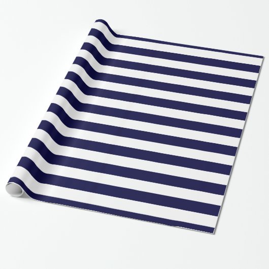 Navy Blue and White Extra Large Stripe Pattern Geschenkpapier (Ungerollt)