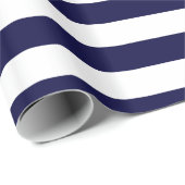 Navy Blue and White Extra Large Stripe Pattern Geschenkpapier (Rolleneckpunkt)