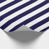 Navy Blue and White Extra Large Stripe Pattern Geschenkpapier (Ecke)