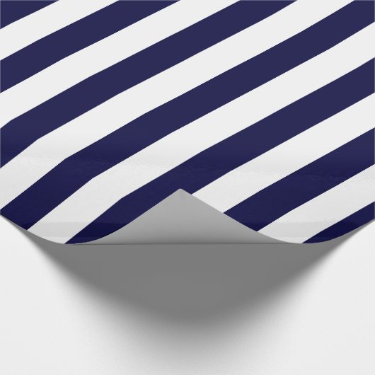 Navy Blue and White Extra Large Stripe Pattern Geschenkpapier (Ecke)