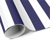 Navy Blue and White Extra Large Stripe Pattern Geschenkpapier (Rolleneckpunkt)