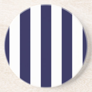 Navy Blue and White Extra Large Stripe Pattern Getränkeuntersetzer