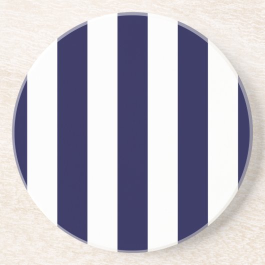 Navy Blue and White Extra Large Stripe Pattern Getränkeuntersetzer (Vorne)