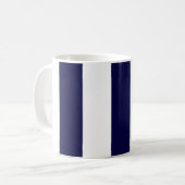 Navy Blue and White Extra Large Stripe Pattern Kaffeetasse (Vorderseite Links)