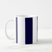 Navy Blue and White Extra Large Stripe Pattern Kaffeetasse (Links)