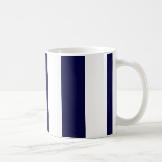 Navy Blue and White Extra Large Stripe Pattern Kaffeetasse (Rechts)