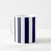 Navy Blue and White Extra Large Stripe Pattern Kaffeetasse (Vorderseite Links)