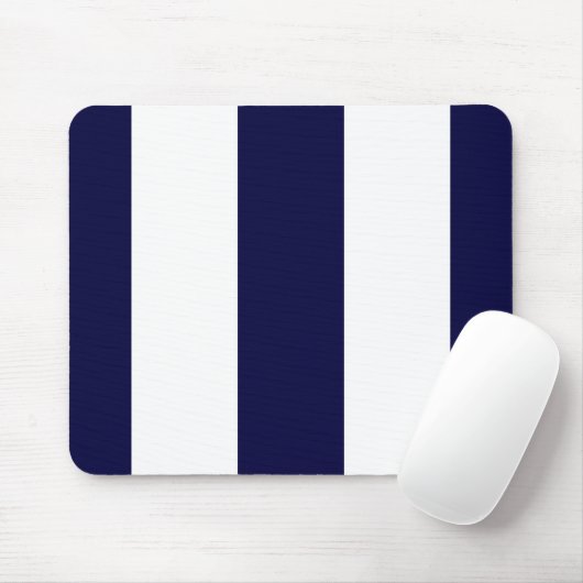 Navy Blue and White Extra Large Stripe Pattern Mousepad (Mit Mouse)