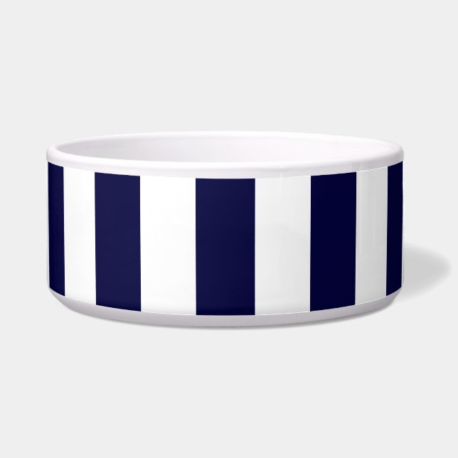 Navy Blue and White Extra Large Stripe Pattern Napf (Vorderseite)