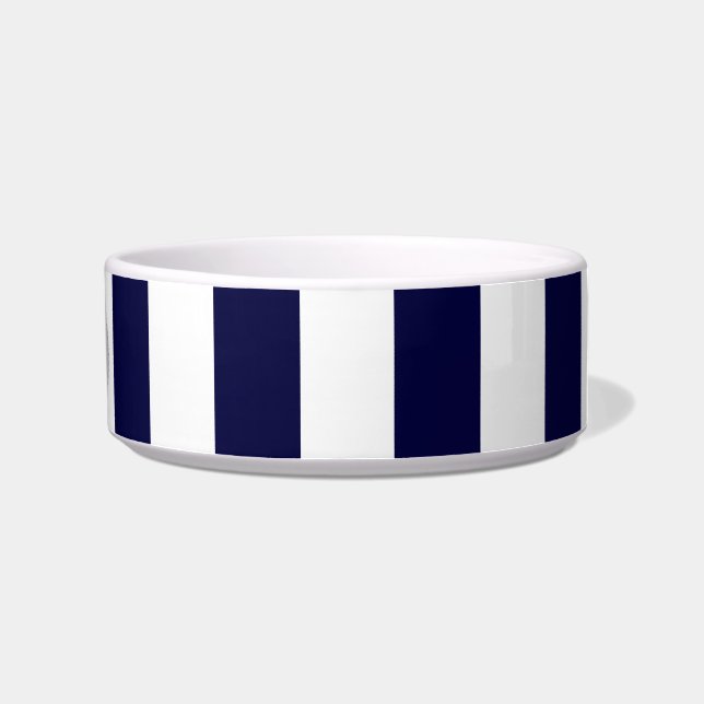 Navy Blue and White Extra Large Stripe Pattern Napf (Rechts)