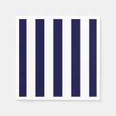 Navy Blue and White Extra Large Stripe Pattern Serviette (Vorderseite)