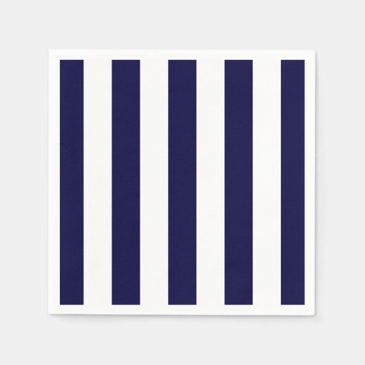 Navy Blue and White Extra Large Stripe Pattern Serviette (Vorderseite)