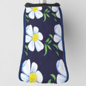 Navy Blue and White Floral Muster Golf Headcover (Rotieren 90)