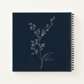 Navy Blue and White Floral Spiral Notebook Notizblock (Rückseite)
