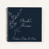 Navy Blue and White Floral Spiral Notebook Notizblock (Vorderseite)