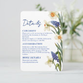 Navy blue and white floral Wedding details Begleitkarte (Stehend Vorderseite)