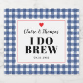 Navy Blue and White Gingham I Do Brew Wedding Bierflaschenetikett (Einzelnes Label)