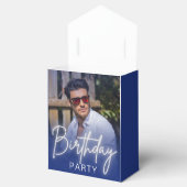 Navy Blue and White Gradient Photo Birthday Geschenkschachtel (Geöffnet)