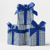 Navy Blue and White Greek Key Pattern Geschenkpapier
