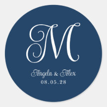 Navy Blue and White Hübsch Curly Wedly Monogram