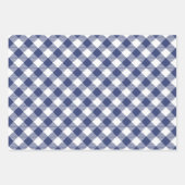 Navy Blue and White Kariert Wrapping Paper Set 3 Geschenkpapier Set (Vorderseite)