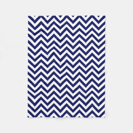 Navy Blue and White Large Zickzack ZigZag Muster Fleecedecke (Vorderseite)