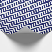 Navy Blue and White Large Zickzack ZigZag Muster Geschenkpapier (Ecke)