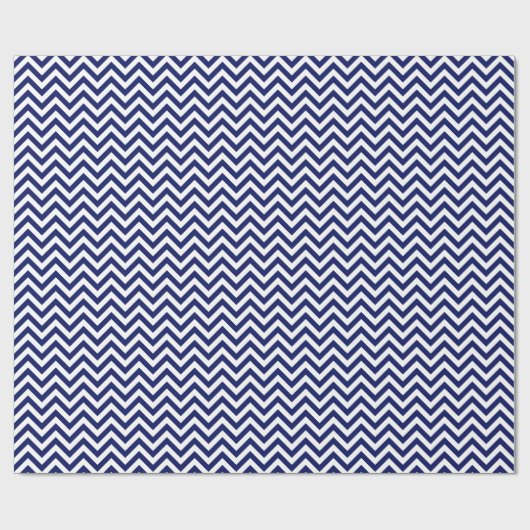 Navy Blue and White Large Zickzack ZigZag Muster Geschenkpapier (Flach)