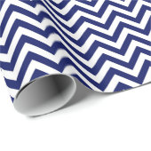 Navy Blue and White Large Zickzack ZigZag Muster Geschenkpapier (Rolleneckpunkt)