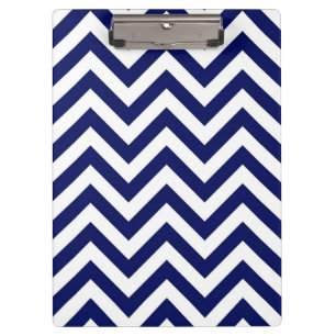 Navy Blue and White Large Zickzack ZigZag Muster Klemmbrett