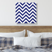 Navy Blue and White Large Zickzack ZigZag Muster Leinwanddruck (Insitu (Schlafzimmer))