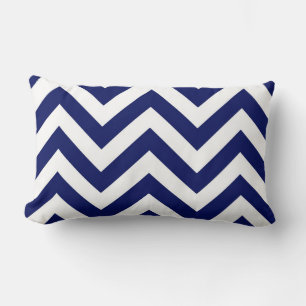 Navy Blue and White Large Zickzack ZigZag Muster Lendenkissen