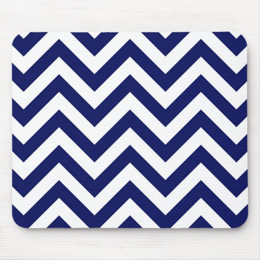 Navy Blue and White Large Zickzack ZigZag Muster Mousepad (Vorne)
