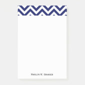 Navy Blue and White Large Zickzack ZigZag Muster Post-it Klebezettel (Vorderseite)