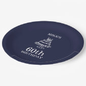 Navy Blue and White Mens Birthday Party  Pappteller (Schrägansicht)