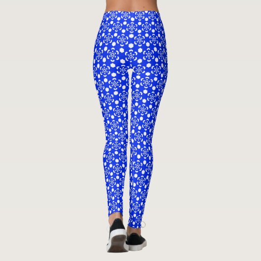 Navy blue and white mixed element seamless pattern leggings (Rückseite)