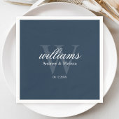 Navy Blue and White Monogram Wedding Serviette