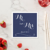 Navy Blue and White Mr. und Mrs. Wedding Napkins Serviette (Beispiel)