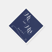 Navy Blue and White Mr. und Mrs. Wedding Napkins Serviette (Ecke)