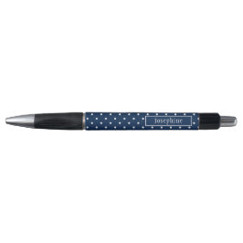 Navy Blue And White Polka Dots With Name Kugelschreiber