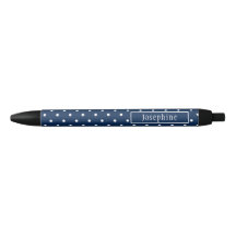 Navy Blue And White Polka Dots With Name