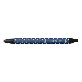 Navy Blue And White Polka Dots With Name Kugelschreiber