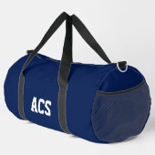 Navy Blue and White School Colors with Letters Duffle Bag (Rechte Ecke)