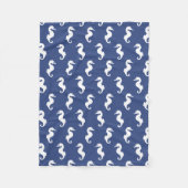 Navy Blue and White Seepferd Muster Fleecedecke (Vorderseite)