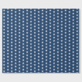 Navy Blue and White Stars Christmas Geschenkpapier (Flach)