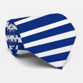 Navy Blue and White Strip Krawatte (Gerollt)