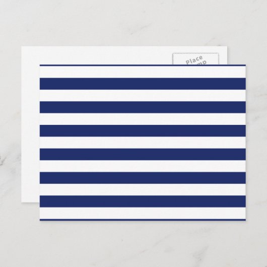 Navy Blue and White Stripe Muster Postkarte (Vorne/Hinten)