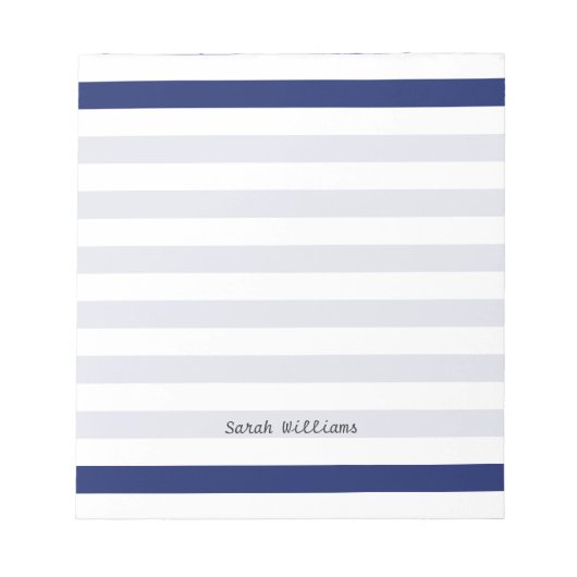 Navy Blue and White Stripe Pattern Notizblock (Vorderseite)