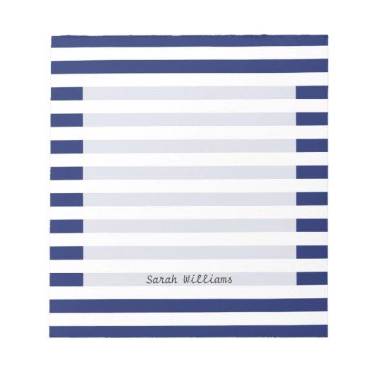 Navy Blue and White Stripe Pattern Notizblock (Vorderseite)